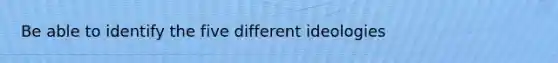 Be able to identify the five different ideologies