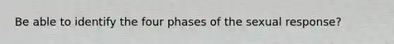 Be able to identify the four phases of the sexual response?