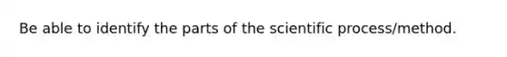 Be able to identify the parts of the scientific process/method.