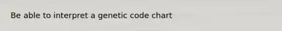 Be able to interpret a genetic code chart