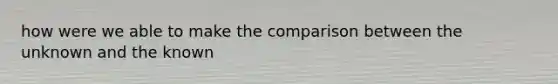 how were we able to make the comparison between the unknown and the known