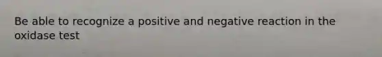 Be able to recognize a positive and negative reaction in the oxidase test