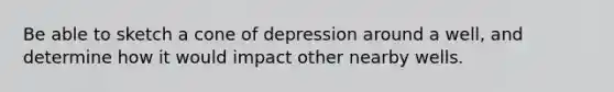 Be able to sketch a cone of depression around a well, and determine how it would impact other nearby wells.