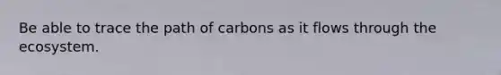 Be able to trace the path of carbons as it flows through the ecosystem.