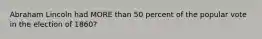 Abraham Lincoln had MORE than 50 percent of the popular vote in the election of 1860?