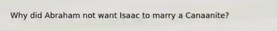 Why did Abraham not want Isaac to marry a Canaanite?
