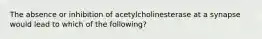 The absence or inhibition of acetylcholinesterase at a synapse would lead to which of the following?