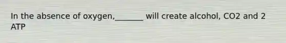 In the absence of oxygen,_______ will create alcohol, CO2 and 2 ATP