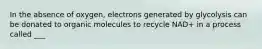 In the absence of oxygen, electrons generated by glycolysis can be donated to organic molecules to recycle NAD+ in a process called ___