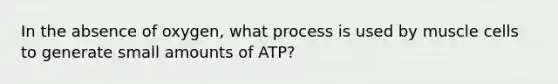 In the absence of oxygen, what process is used by muscle cells to generate small amounts of ATP?