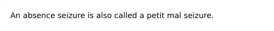 An absence seizure is also called a petit mal seizure.