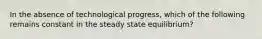 In the absence of technological progress, which of the following remains constant in the steady state equilibrium?