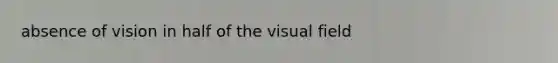absence of vision in half of the visual field