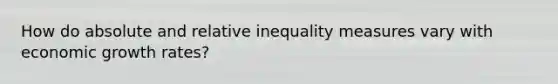 How do absolute and relative inequality measures vary with economic growth rates?