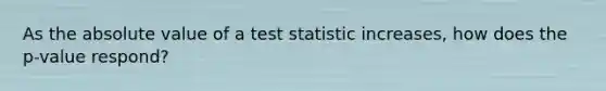 As the absolute value of a test statistic increases, how does the p-value respond?