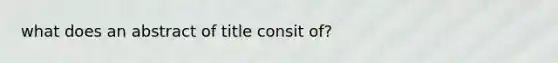 what does an abstract of title consit of?