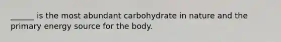 ______ is the most abundant carbohydrate in nature and the primary energy source for the body.