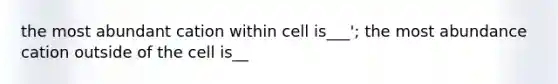 the most abundant cation within cell is___'; the most abundance cation outside of the cell is__