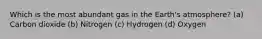 Which is the most abundant gas in the Earth's atmosphere? (a) Carbon dioxide (b) Nitrogen (c) Hydrogen (d) Oxygen