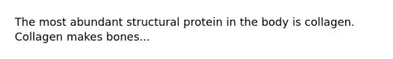 The most abundant structural protein in the body is collagen. Collagen makes bones...