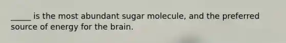 _____ is the most abundant sugar molecule, and the preferred source of energy for the brain.