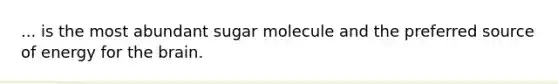 ... is the most abundant sugar molecule and the preferred source of energy for the brain.