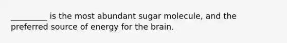 _________ is the most abundant sugar molecule, and the preferred source of energy for the brain.