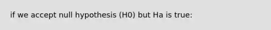 if we accept null hypothesis (H0) but Ha is true: