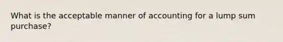 What is the acceptable manner of accounting for a lump sum purchase?