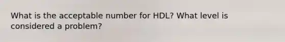 What is the acceptable number for HDL? What level is considered a problem?