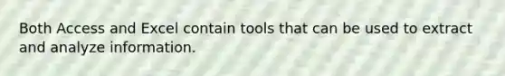 Both Access and Excel contain tools that can be used to extract and analyze information.