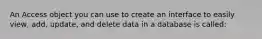 An Access object you can use to create an interface to easily view, add, update, and delete data in a database is called: