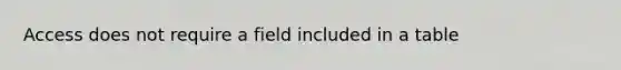 Access does not require a field included in a table