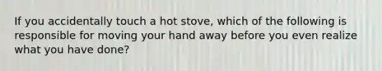 If you accidentally touch a hot stove, which of the following is responsible for moving your hand away before you even realize what you have done?