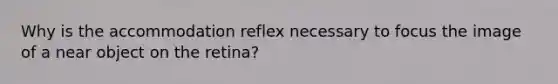 Why is the accommodation reflex necessary to focus the image of a near object on the retina?