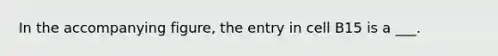 In the accompanying figure, the entry in cell B15 is a ___.