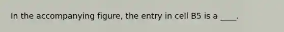 In the accompanying figure, the entry in cell B5 is a ____.