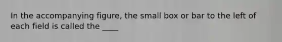 In the accompanying figure, the small box or bar to the left of each field is called the ____