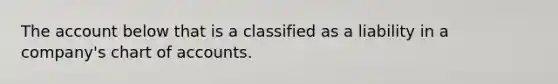 The account below that is a classified as a liability in a company's chart of accounts.