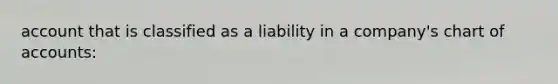 account that is classified as a liability in a company's chart of accounts: