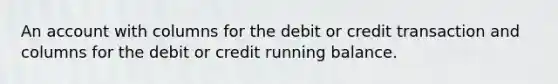 An account with columns for the debit or credit transaction and columns for the debit or credit running balance.