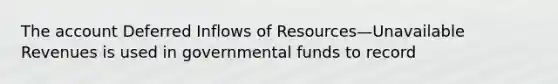 The account Deferred Inflows of Resources—Unavailable Revenues is used in governmental funds to record