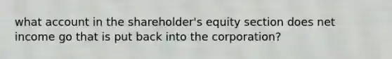 what account in the shareholder's equity section does net income go that is put back into the corporation?