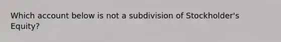 Which account below is not a subdivision of Stockholder's Equity?