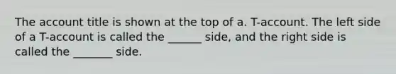 The account title is shown at the top of a. T-account. The left side of a T-account is called the ______ side, and the right side is called the _______ side.