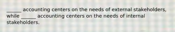 ______ accounting centers on the needs of external stakeholders, while ______ accounting centers on the needs of internal stakeholders.