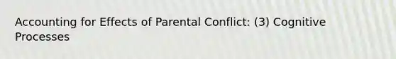 Accounting for Effects of Parental Conflict: (3) Cognitive Processes