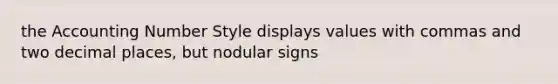 the Accounting Number Style displays values with commas and two decimal places, but nodular signs