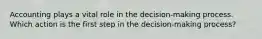 Accounting plays a vital role in the decision-making process. Which action is the first step in the decision-making process?