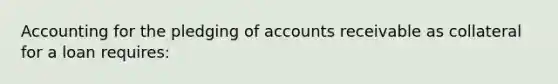 Accounting for the pledging of accounts receivable as collateral for a loan requires: